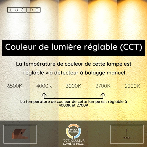 Lucide APPLAUSE - Suspension - Ø 60 cm - LED Dim. - CCT - 1x32W 2700K/4000K - Détecteur à balayage manuel - Café | Premium - USP